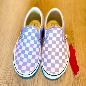 NEW Kids Vans Size 13.0 - Purple / White Checkered